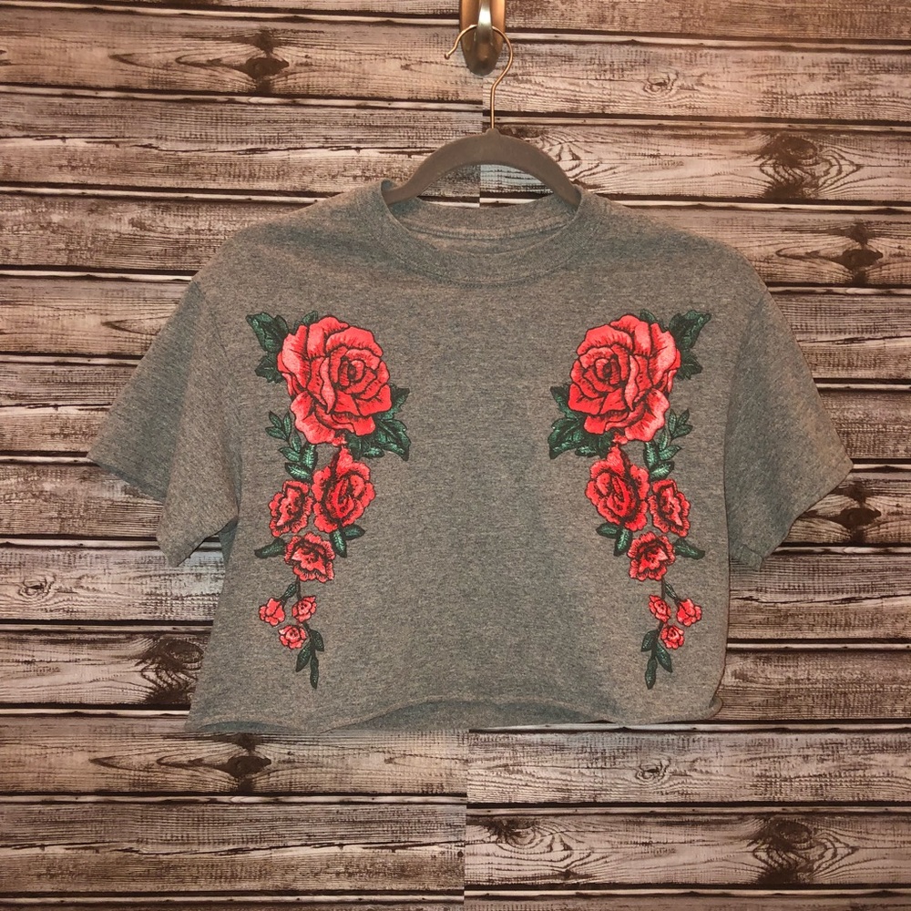 Rose Crop Top Tee T-shirt